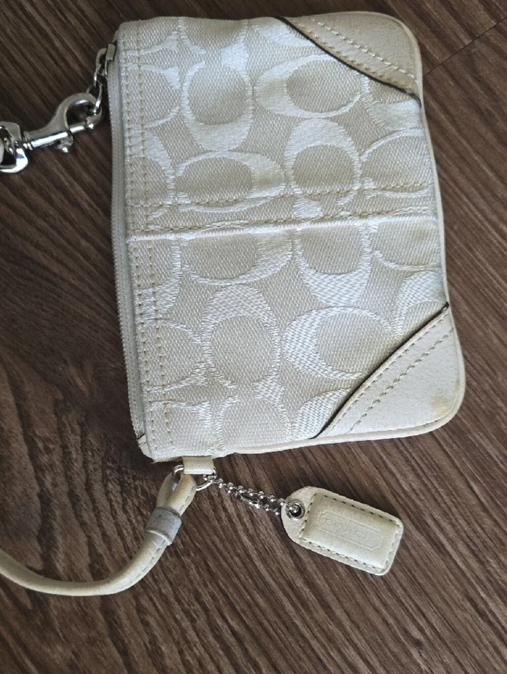 Coach Cream Signature Wristlet Clutch